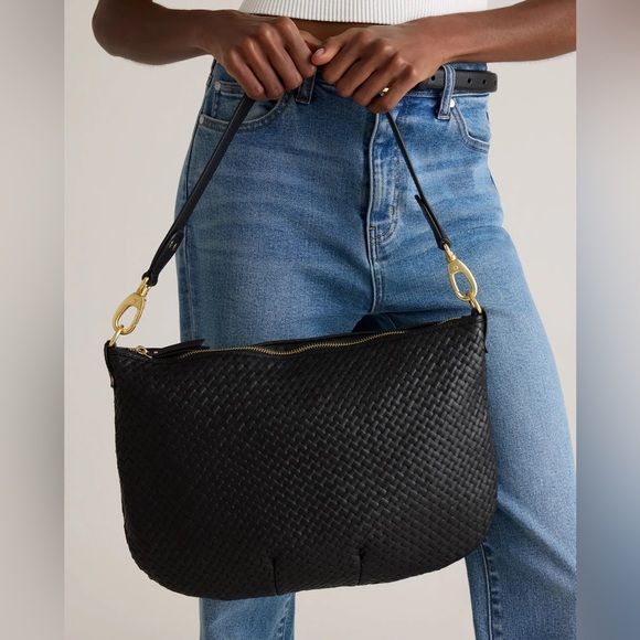 NWT Quince Large Italian Leather Convertible Crescent Handwoven Shoulder Bag - Picture 4 of 8